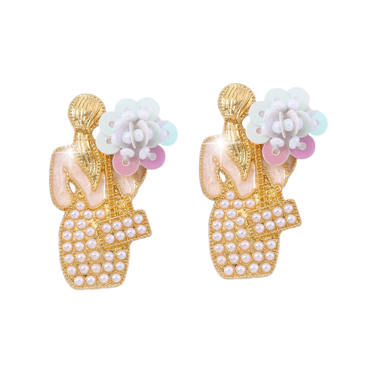 1 Pair Lady Cartoon Character Plating Zinc Alloy Drop Earrings display picture 14