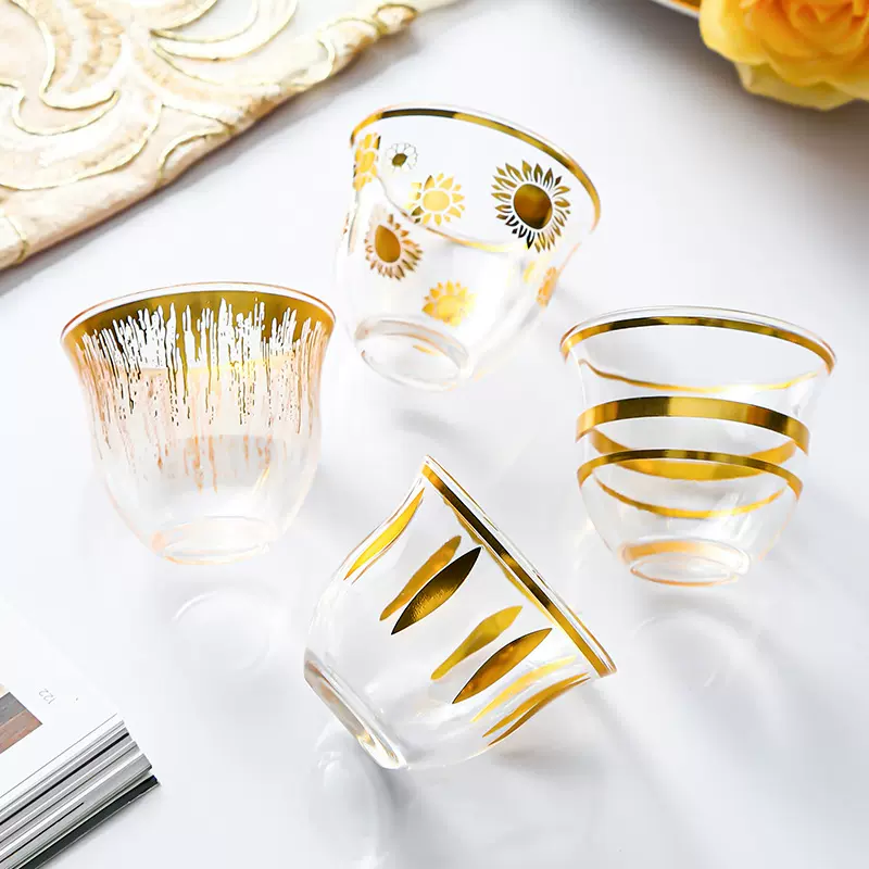 跨境6/8/12头玻璃月光杯套装红茶杯咖啡杯阿拉伯土耳其风轻奢款式