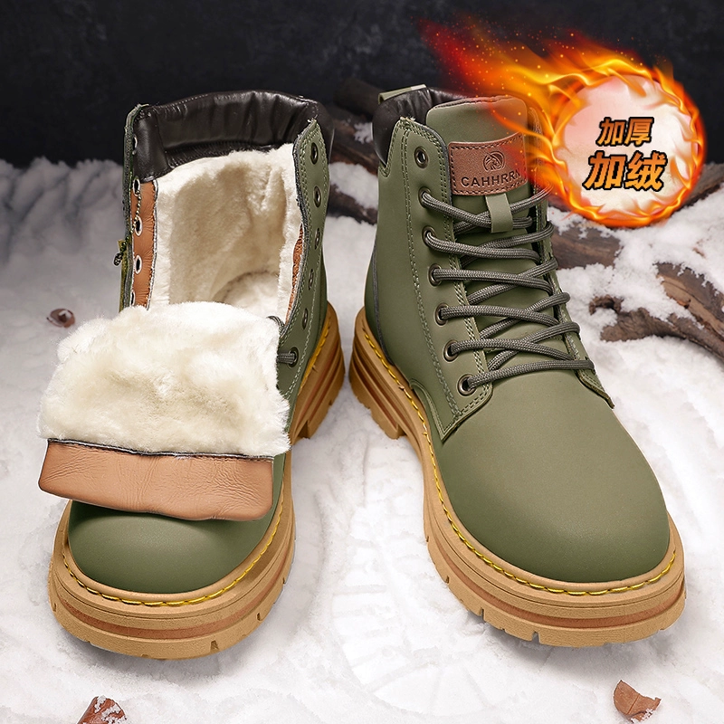 Martens, demi-season keep warm high non-slip shoes, boots for black leather, plus size