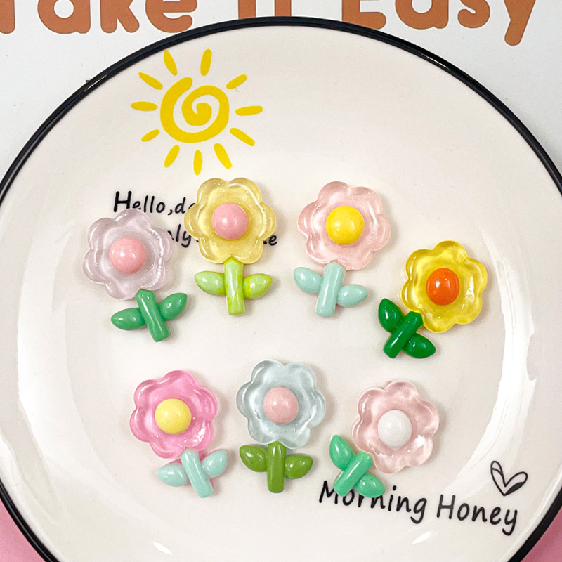 Flor transparente fresca accesorios de resina teléfono móvil shell cargador cubierta protectora accesorios taza agua pegatinas diy accesorios para el cabello material