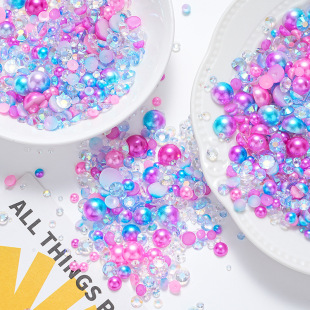 Cross-border New Products Nail Art Mixed Pearl Resin Drill ABS Flat Pearl Decoration Semi-round Pearl DIY Clothing Accessories