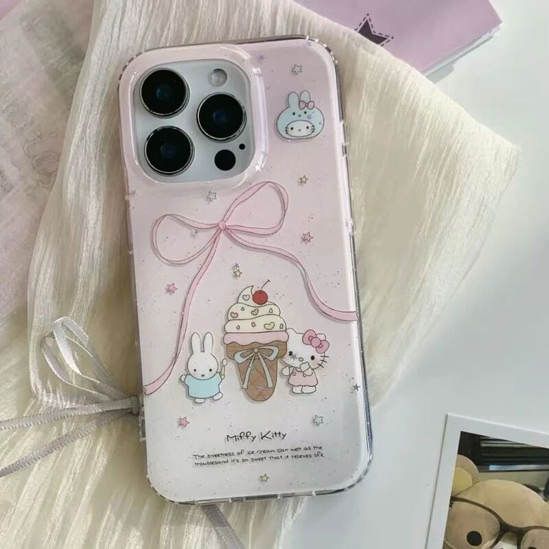 Miffy Ice Cream-Themed Case Suitable for Apple 17Promax Phone Case Iphone16/15 Creative 14 Cartoon Imd Case