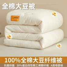 全棉A类母婴级30%大豆纤维被华夫格被芯加厚保暖被子双人空调薄被