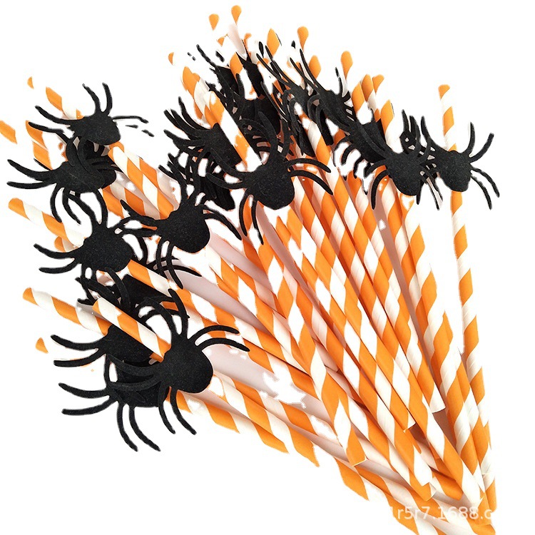 Creativo papel paja postre mesa vestir Halloween divertido arreglo suministros tarjeta de paja