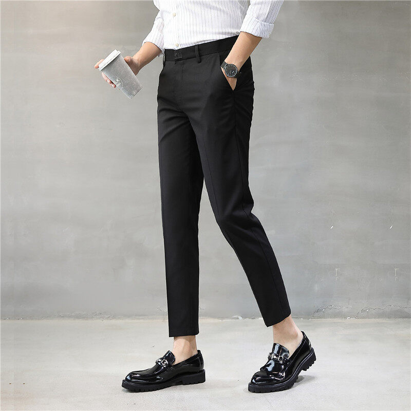 High-end Cropped Pants Men's Summer Thin Slim-fit Leggings Casual Pants Non-ironing Men's Pants Stretch Trousers High-end Cropped Pants Men's Summer Thin Slim-fit Leggings Casual Pants Non-ironing Men's Pants Stretch Trousers