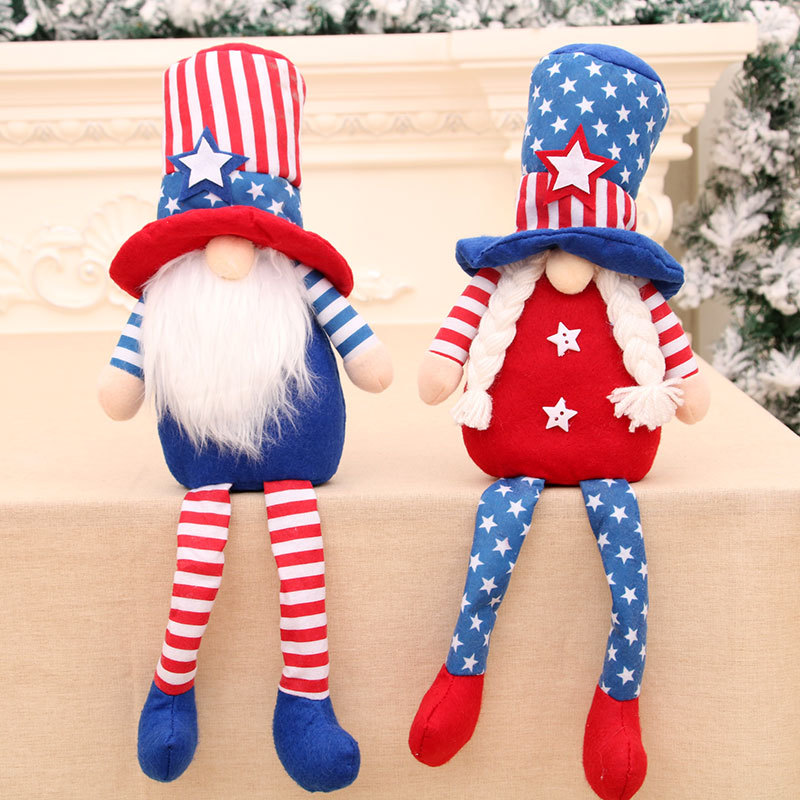 Nuevo gran festival del Día DE LA Independencia Americana transfronteriza con piernas muñeca sin rostro enana estrella raya muñeca