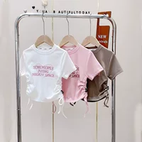 Девушка с коротким рукавом топ летняя корейская мода короткая жемчужная футболка новая индивидуальность дикая иностранная сетка красная тряска