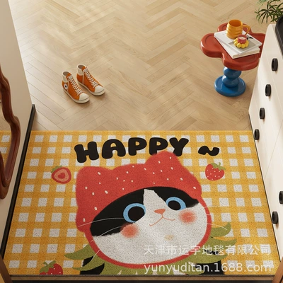 Circle Floor Mat, Home Entrance – Avtomobil döşəmə paspasları - strawberry-hat-meow-4060cm
