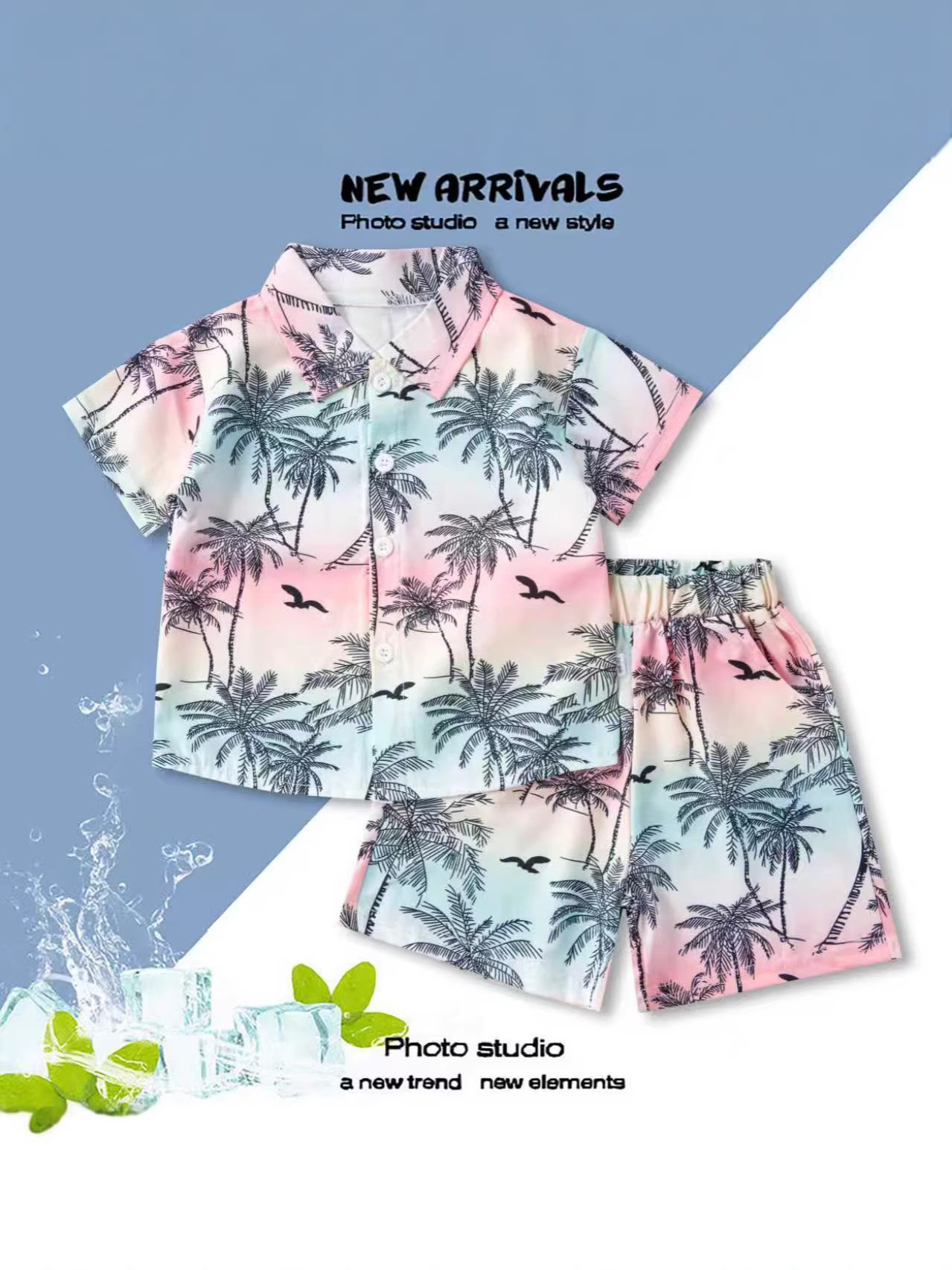 Children's Summer Floral Shirts Hawaiian Vacation Short-Sleeved Shirts Wholesale Cross-Border 26 New Styles