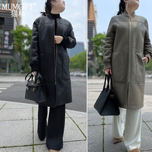 进口2025冬保暖新款拉链长款双面穿羊皮毛一体外套女真皮皮草大衣