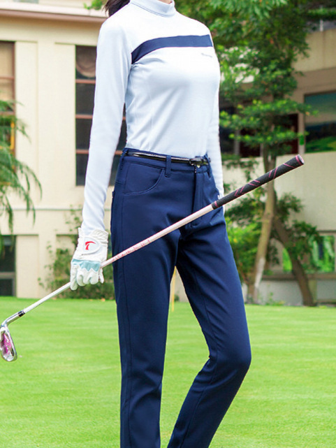 Belt for Autumn and Winter Golf Clothing fleece-lined Women's Trousers Waterproof Warm Mid-waist Slim-fit Sports Pants