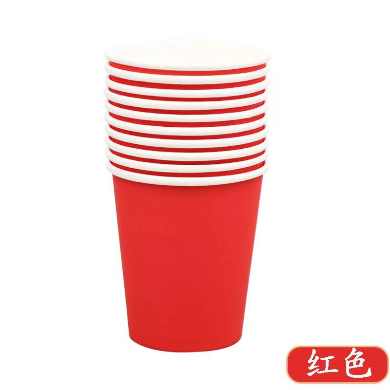 Decoración de la fiesta de picnic tazas novedosas de color sólido con rayas de cumpleaños suministros de tazas de papel desechables coloridas
