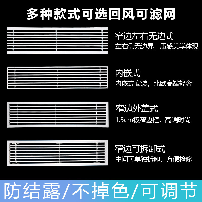 abs セントラルエアコン空気出口ベネチアングリルリターンエアエクステンション非常に狭いシンプルなリニア目に見えない黒枠|undefined