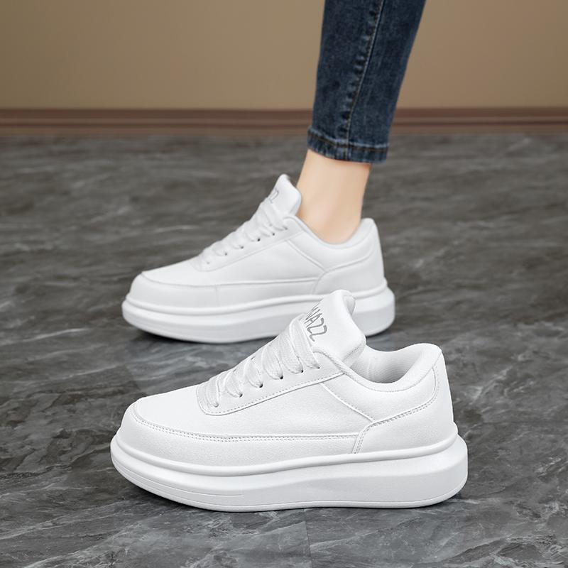 High Quality Microfiber Leather Thick Sole Extra Large Size White Shoes for Women!