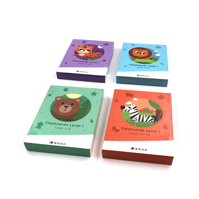早教英文识字卡abc认知卡片单词中英双语记忆卡闪卡塑封纸盒纸质