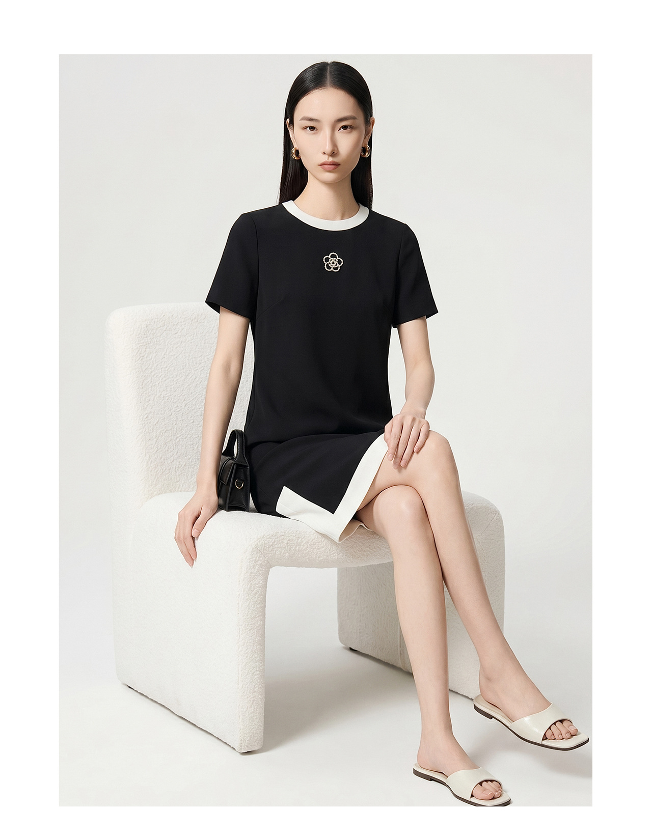 Váy maxi nữ thắt eo xẻ tà bên hông phong cách sang trọng — màu đen chi tiết 14