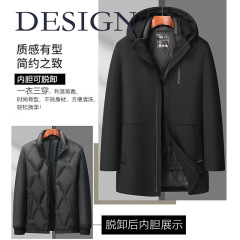 加厚一衣三穿鹅绒羽绒服男式冬季新款中老年羽绒服脱卸内胆鹅绒服