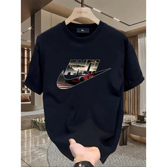 高品質短袖t恤男士2024夏季新款時尚印花潮牌半袖體恤衫男裝