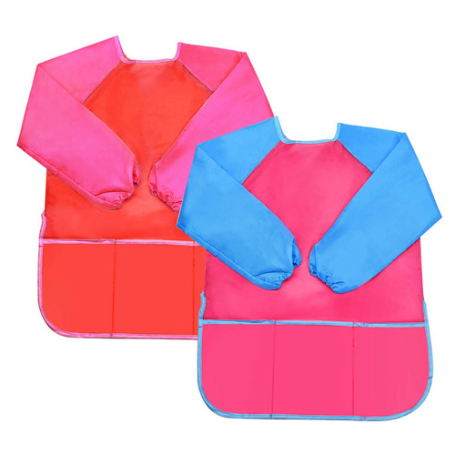 Children's painting reverse wearing jacket, preschool art painting long sleeve waterproof anti-stain patchwork painting clothes apron wholesale