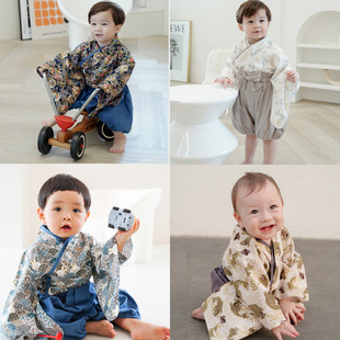 25 Spring and Summer Infant Two-piece Kimono suit Baby Japanese Jacket Pants Set 12002