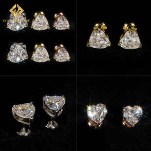Cross-border exclusive for Amazon AliExpress best selling 2024 new 925 silver inlaid heart-shaped three-claw moissanite earrings