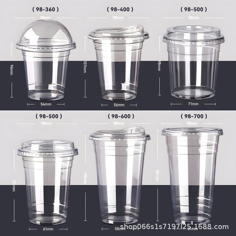 98 Food-Grade Pet Milk Tea Cup Disposable Cold Drink Coffee Cup Transparent Plastic Cup with Lid for Lemon Tea Commercial Use 98 Food-Grade Pet Milk Tea Cup Disposable Cold Drink Coffee Cup Transparent Plastic Cup with Lid for Lemon Tea Commercial Use