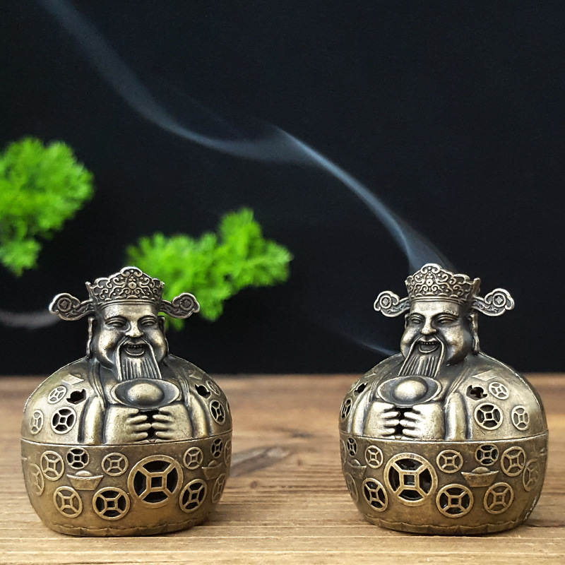 工厂创意财神爷香炉香塔香盘香复古香薰炉摆件送礼家用室内线香盘