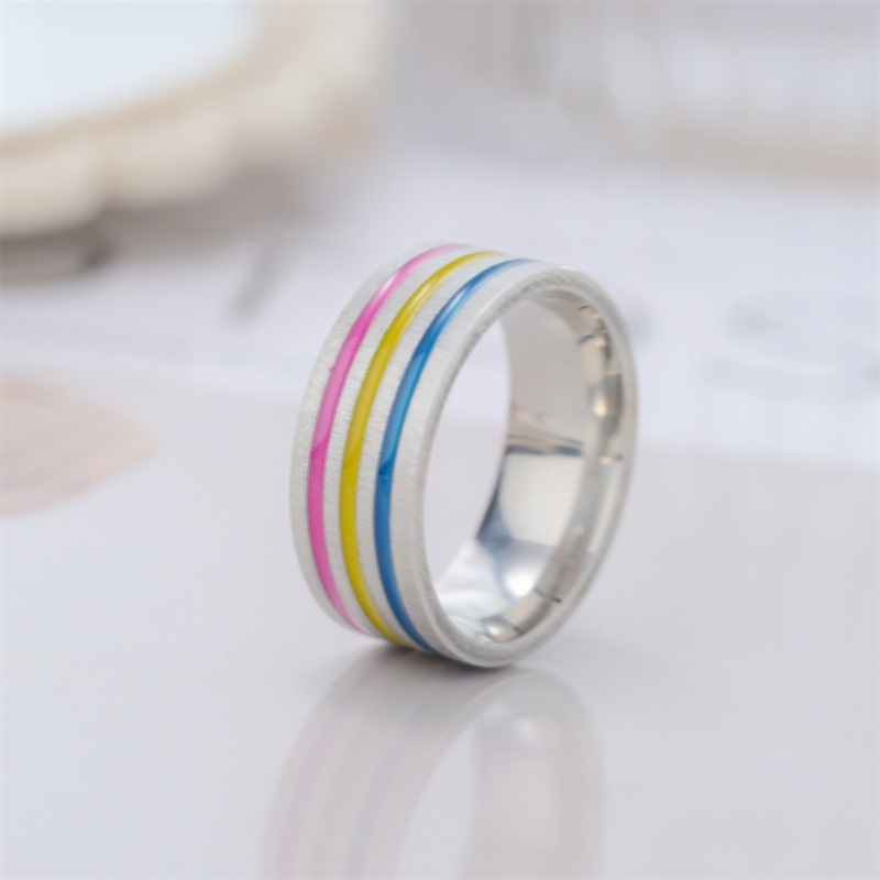Fashion Stripe Titanium Steel Rings