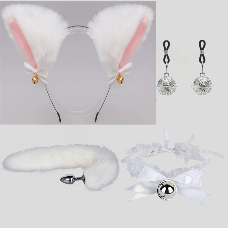 Взрослый набор реквизита с темой кошек: ремень-подвеска, чокер, наручники и аксессуары для игривого удовольствия