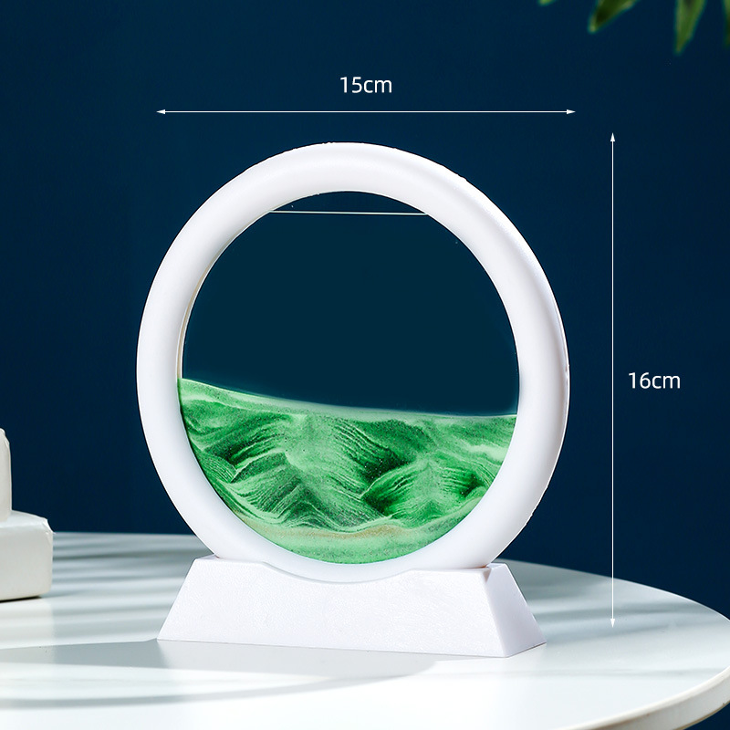 흰색 프레임 5inch 둥근 녹색 모래