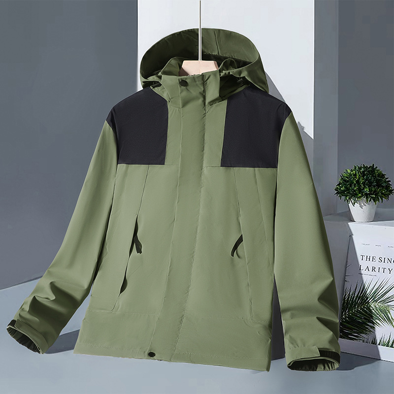 North Face Single-Layer Windproof and Waterproof Outdoor Jacket for Women, Mountain-Style Workwear Jacket for Men, Trendy Hooded Jacket