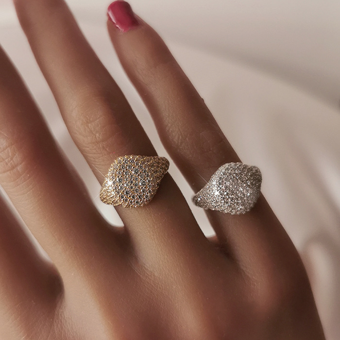 10g Weight Zircon Inlay Material Rings Classification 1 Piece Quantity Holiday, Tea Party Occasion 925 Sterling Silver Material Solid Color Pattern Women'S Gender Plating, Inlay Design Glam Style 925 Sterling Silver Zircon Solid Color Rings 8
