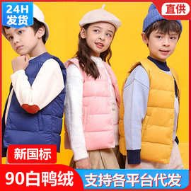 儿童羽绒服内胆马甲中大圆领内穿90白鸭绒内搭宝宝轻薄背心短款