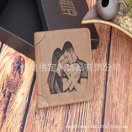 DIY图片男士钱包男短款 新款DIY雕刻图片卡包