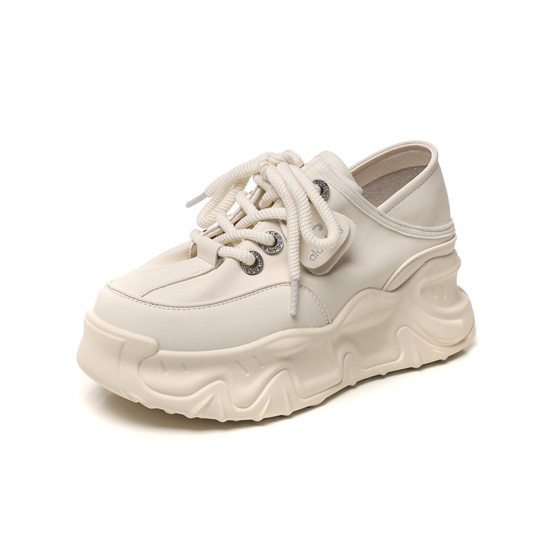 Giày sneaker nữ đế dày tăng chiều cao, form slip-on tiện lợi, đế bánh xốp mềm — màu be