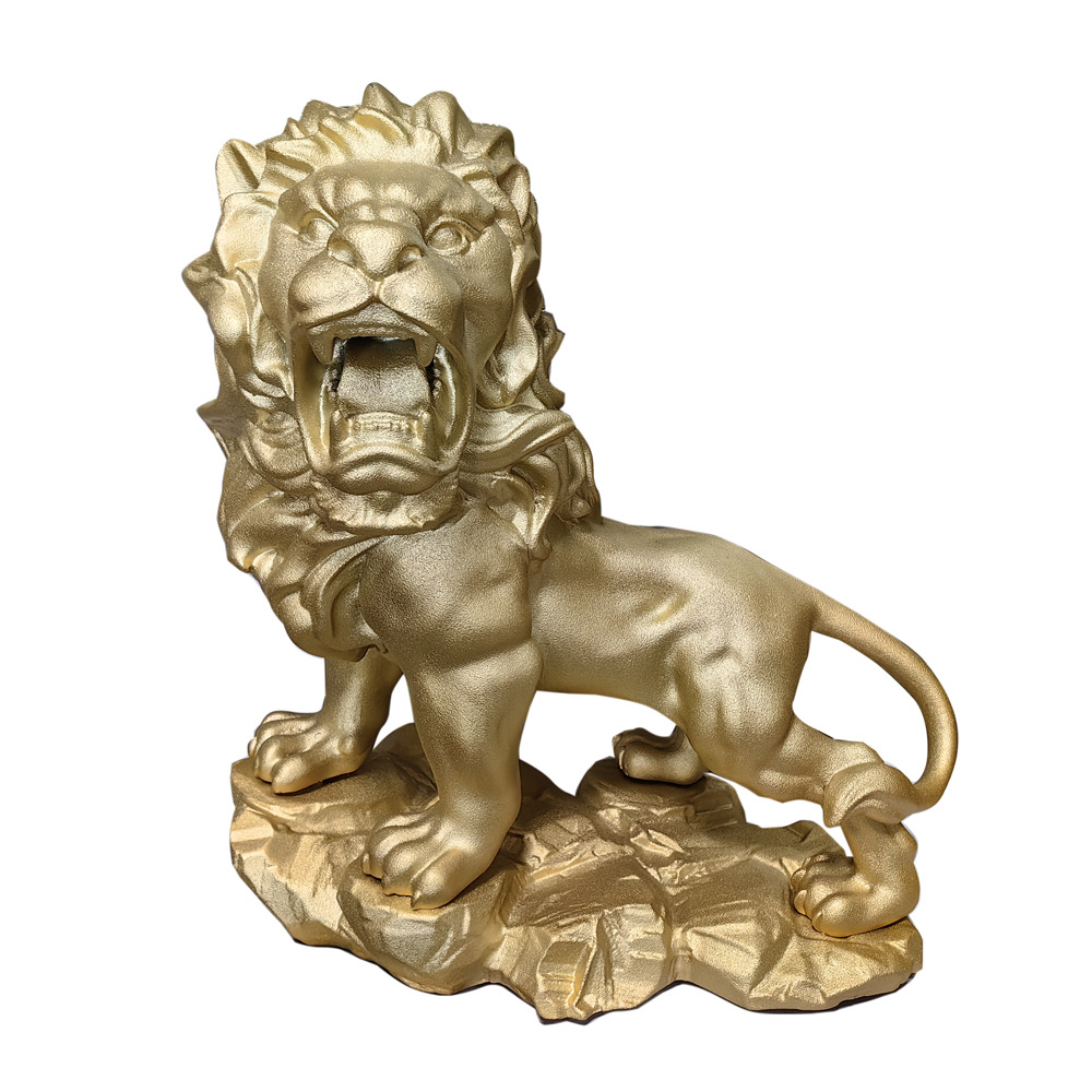 铅锡锌合金压铸铜电镀仿金属工艺礼品雄狮子回头动物摆件金属模型