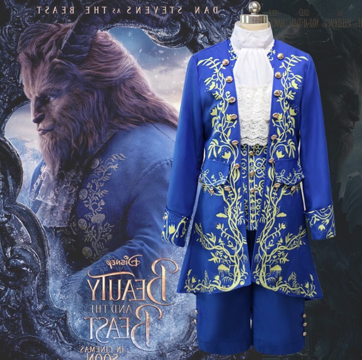 Beauty and the Beast Cos Costume Men's Blue Movie Cosplay Costume Beast Prince Dress up Costume Ready in Stock