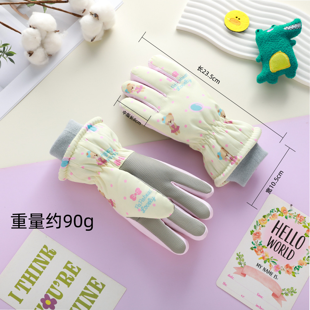 Guantes de esquí para niños de invierno para niños de temporada de ciclismo para niñas al aire libre de terciopelo grueso a prueba de salpicaduras a prueba de viento guantes fríos