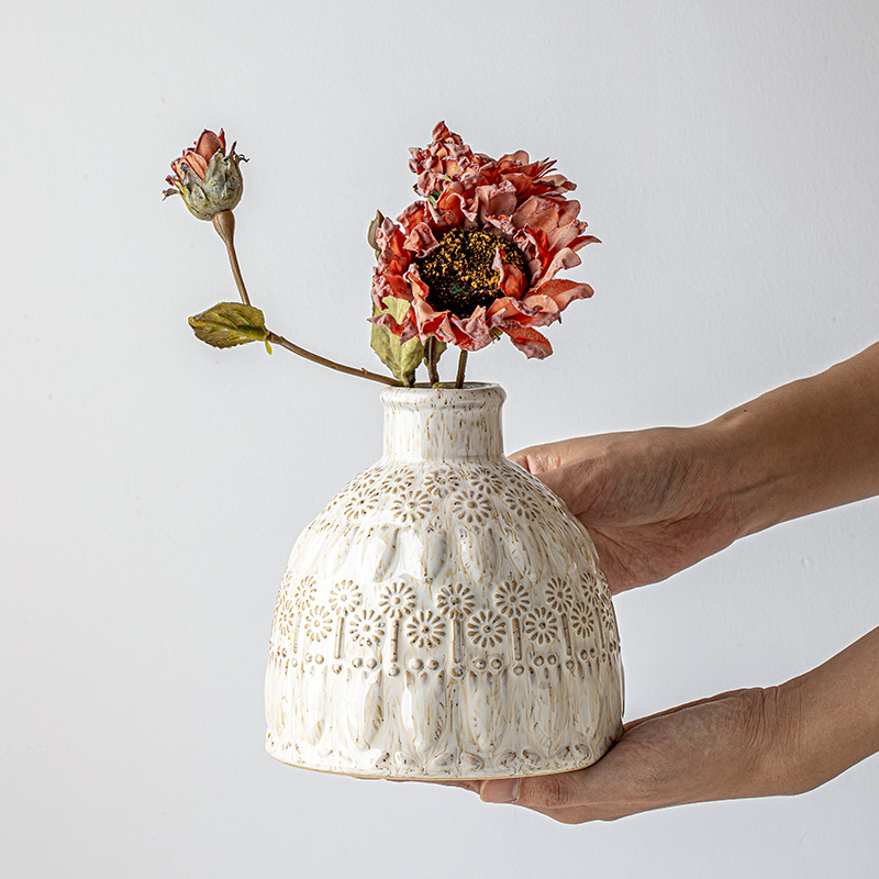 Amazonas retro transfronterizo diente de león cerrado vasijas de flores decoraciones cerámicas decoraciones de vivienda modelo de sala de estar vasos de flores