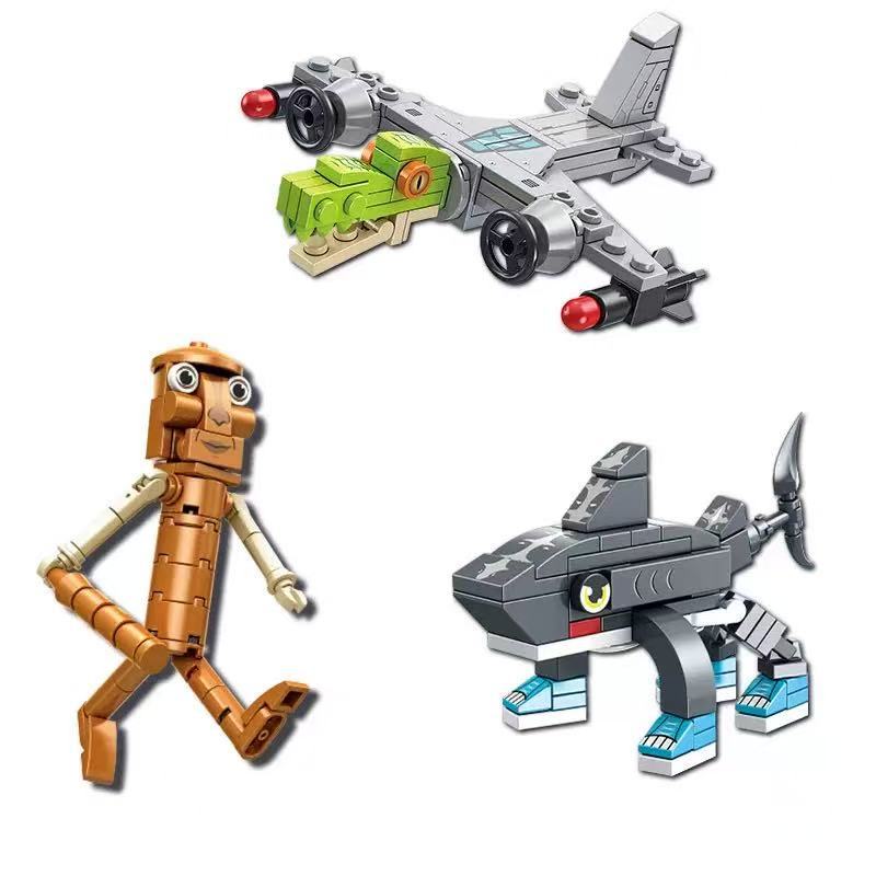 Bloques de Construcción 7259ai Shanhaijing, Figuras de Madera, Cocodrilo, Bombardero, Tiburón Nike, Partículas Grandes, Juguetes Educativos para Niños