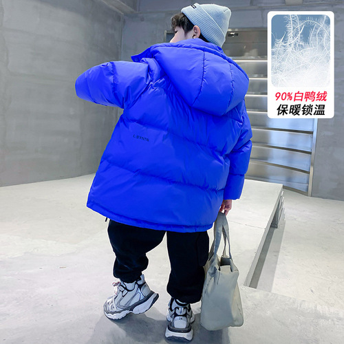 Children's down jacket for boys, winter wear thin down jacket inner coat outerwear 2024 new model middle and large child short blue fashion