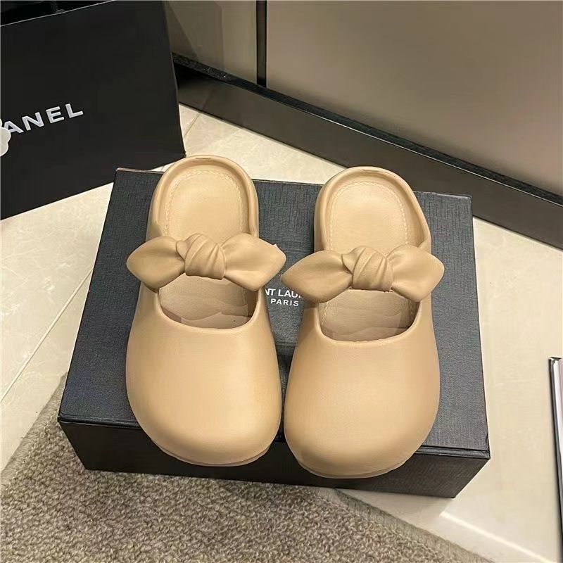 EVA French Style High-grade Slippers Women's Summer and Pregnant Women's Fashionable Non-slip Flat Bow Sandals