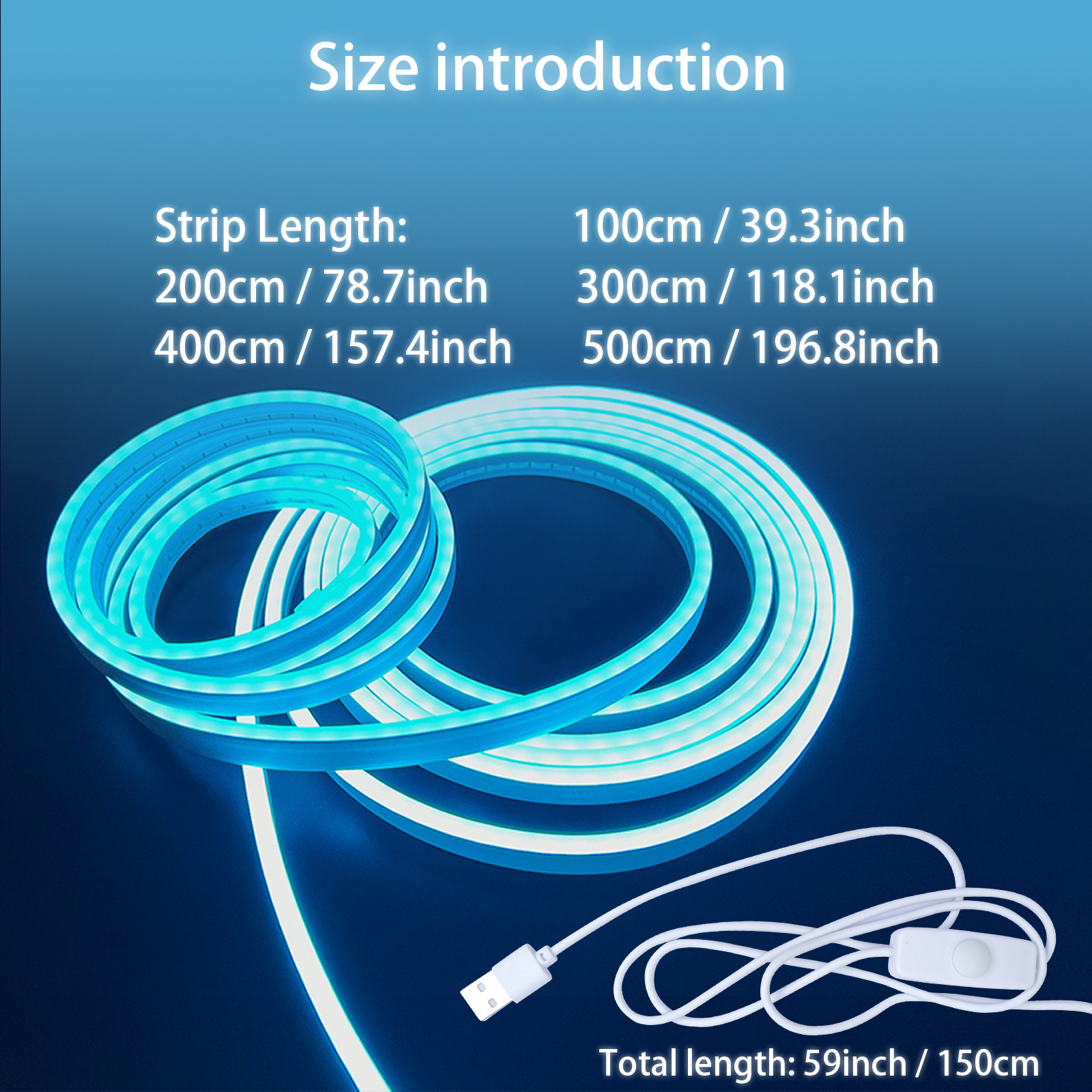 Luz de neón USB 5V con interruptor botón de atenuación LED de baja tensión flexible impermeable luz blanca cálida banda de luz blanca