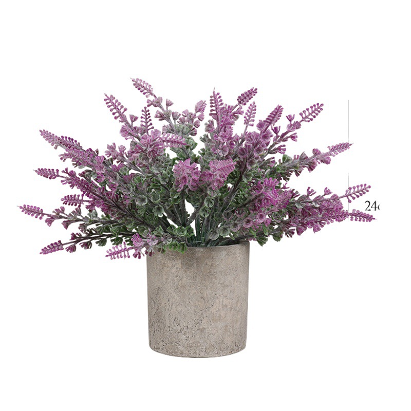 Juego de 3 plantas artificiales de lavanda en maceta, plantas artificiales más vendidas a nivel internacional, juego de bonsáis falsos, decoraciones retro para el hogar