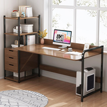 書架電腦桌一體小書桌出租房屋寫字桌子組合帶抽屜書櫃子桌椅一套