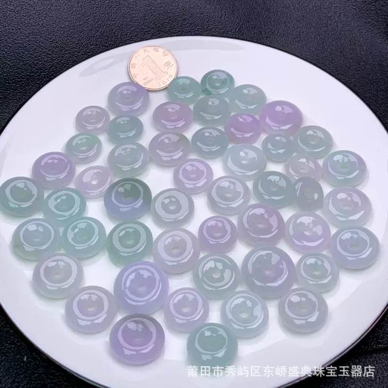 翡翠平安扣挂件情侣吊坠 春彩平安扣项链 玉石玉器礼品饰品批发