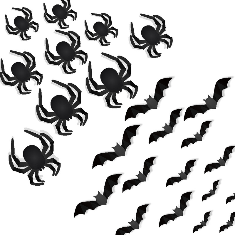 New Halloween Bat Spider Wall Sticker 3D Spider Bat Wall Decoration Ghost Festival Party Decoration