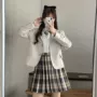 长袖格子学院风小西装外套