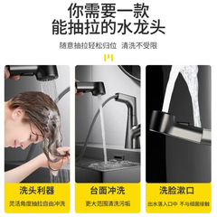Up-and-down pull-out faucet washbasin household handwashing basin pull-out style bathroom sink cold and hot water pull-out faucet