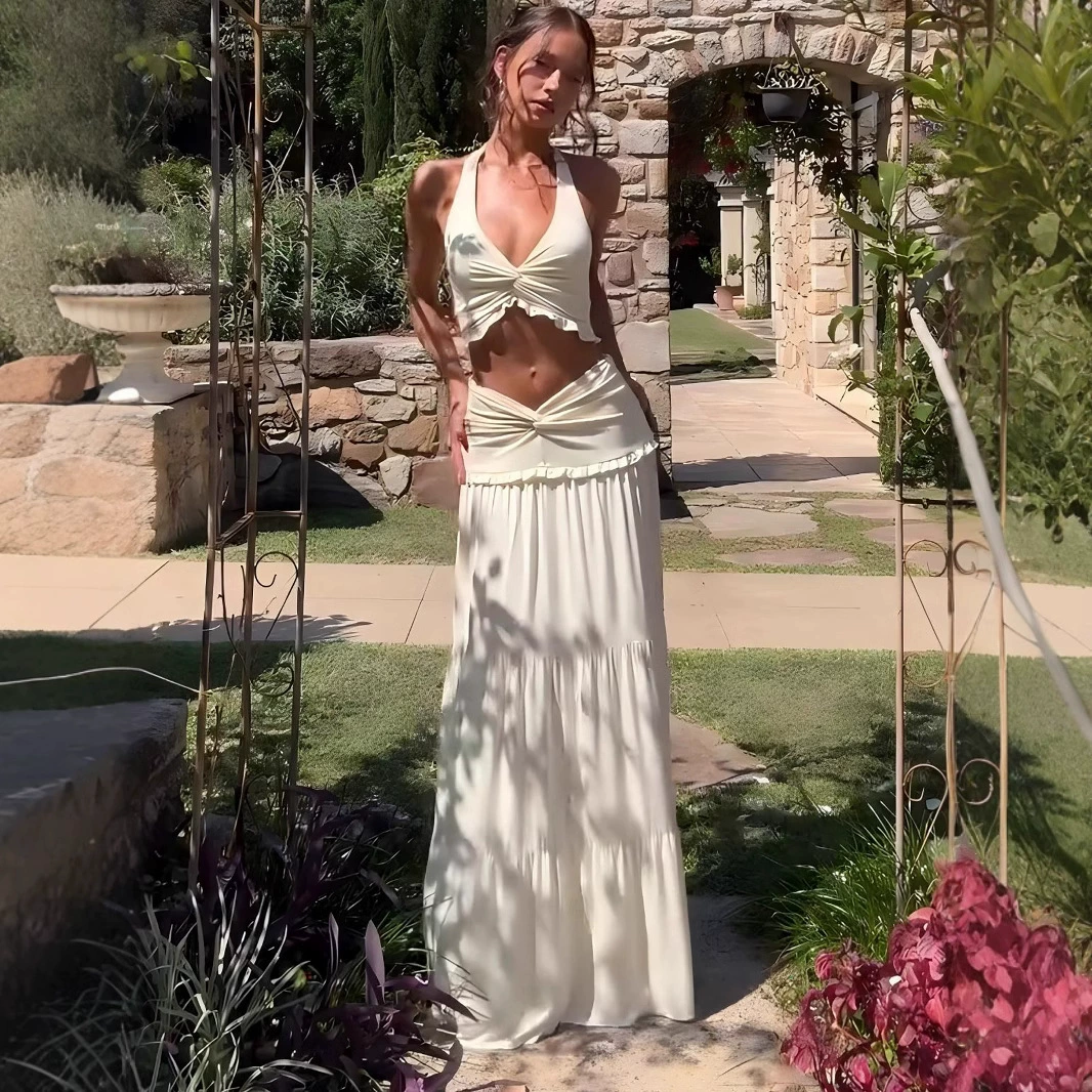 Winter sexy T-shirt, long skirt, set, European style, V-neckline